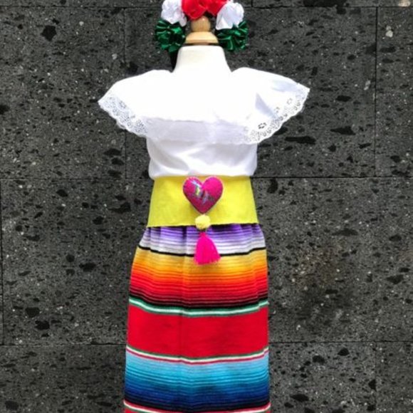 MEXICAN zarape skirt and blouse SIZE 3-8 Handmade - Picture 1 of 1